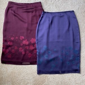 2 Express Skirts 1 Burgundy 1 Grey Blue
